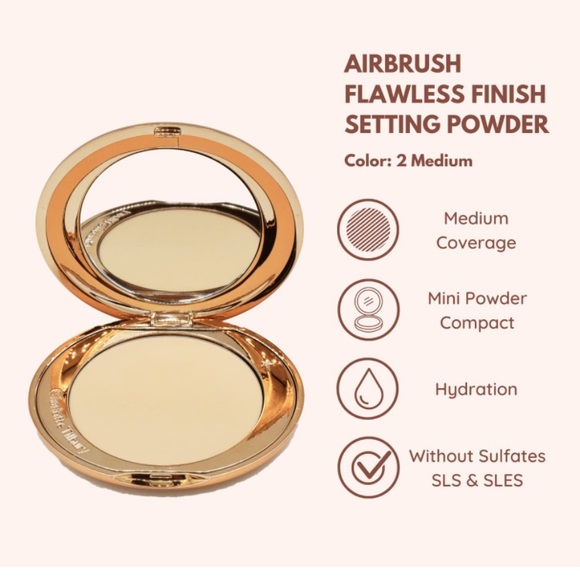 NIB Charlotte Tilbury Airbrush Flawless Finish Setting Powder Compact - 2 Medium - Picture 4 of 11